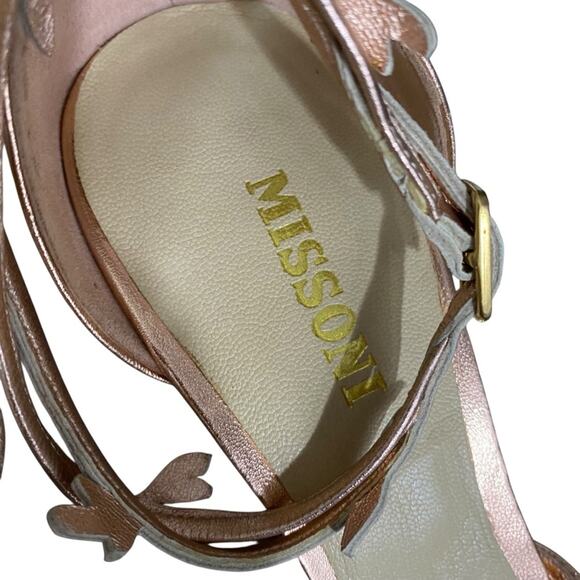 Missoni Heels for Women on Sale up to 90% Off: Poshmark Missoni Rose Gold Metallic Leather Ankle Strap High Heels Round Toe 39 1/2 9.5
